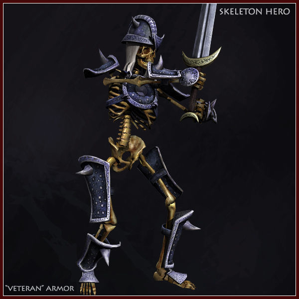 Skeleton Hero Veteran Low-poly 3D model_5