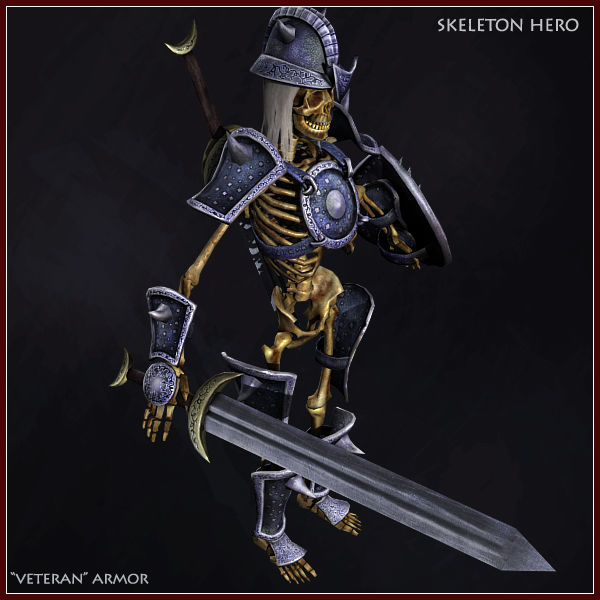 Skeleton Hero Veteran Low-poly 3D model_4