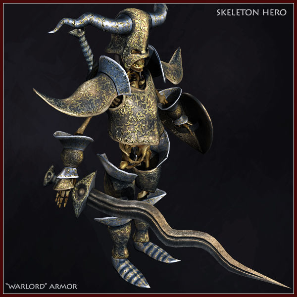 Skeleton Hero Warlord Low-poly 3D model_4