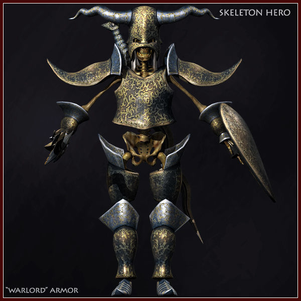 Skeleton Hero Warlord Low-poly 3D model_6