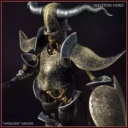 Skeleton Hero Warlord Low-poly 3D model