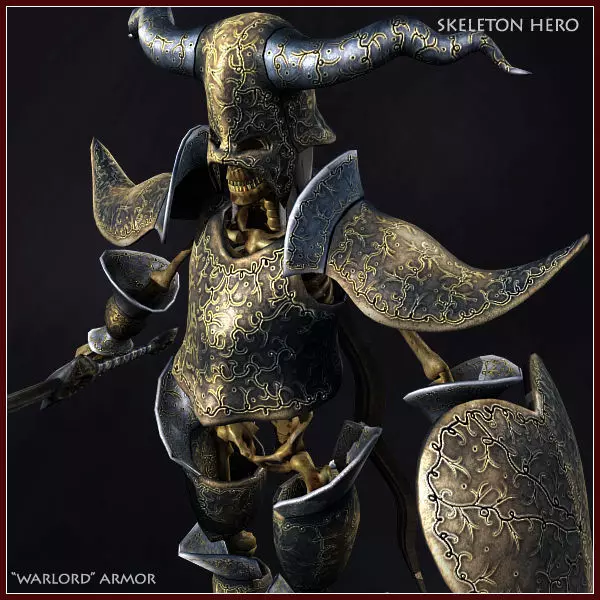Skeleton Hero Warlord Low-poly 3D model_0