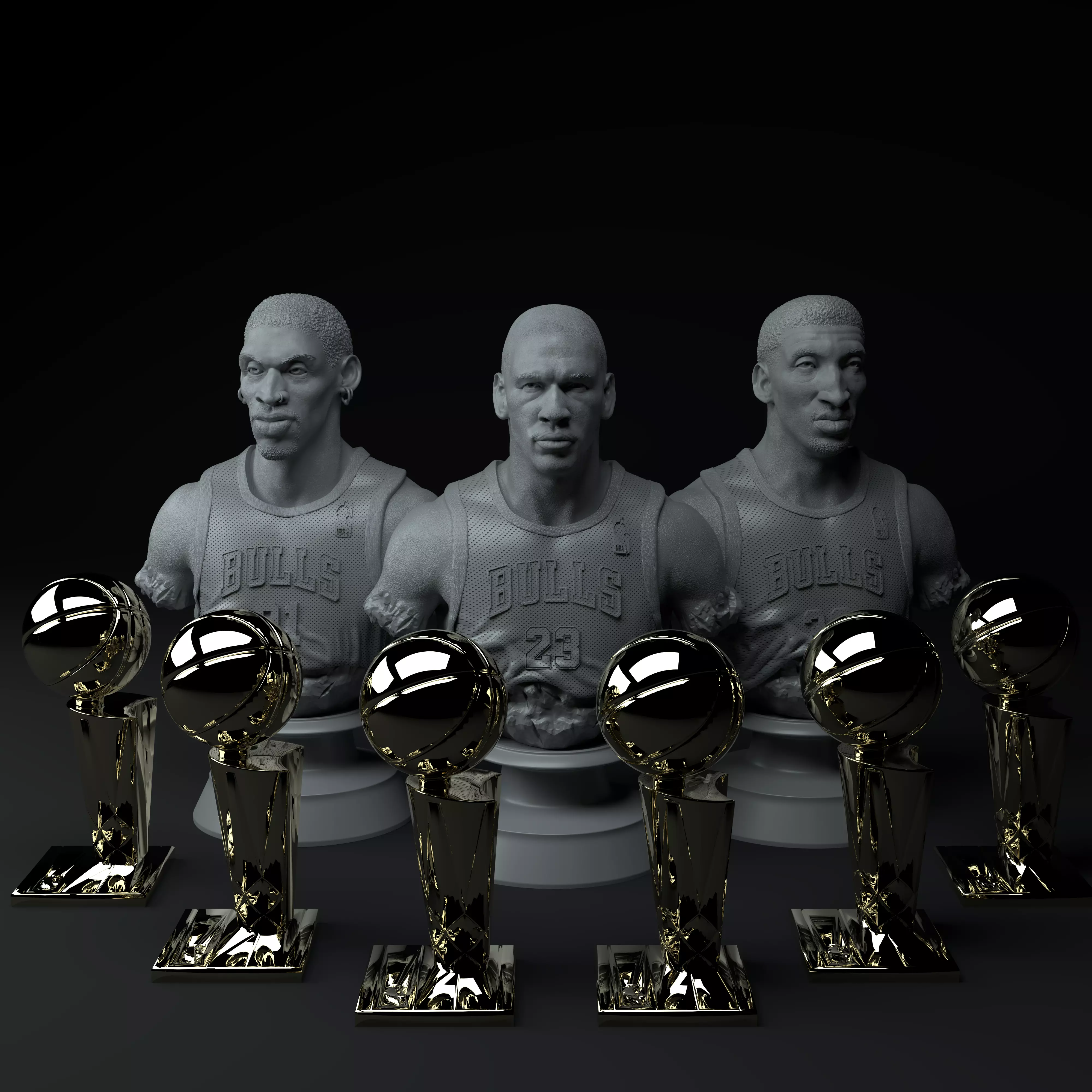 Chicago Bulls Big Three Premium Diorama STL 3D print model