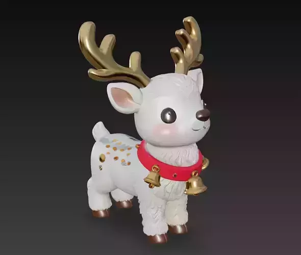 Adorable Christmas Reindeer - Stylized Festive 3D Model