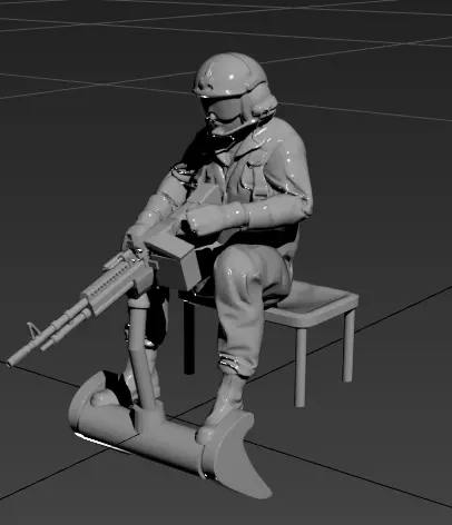 72 uh 1 Gunner with m-60 3D print model