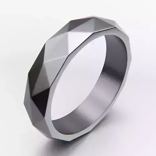 Faceted Geometric Metal Ring - Modern 3D Print Ready Design