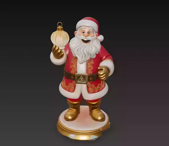 Golden Ornament Santa - Festive Christmas Sculpture 3D Model