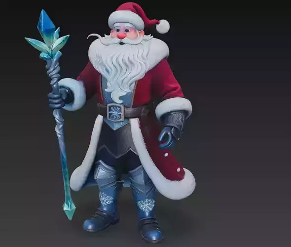 Frost King Santa - Ice Crystal Staff Christmas 3D Model