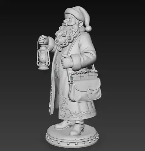 Lantern Bearer Santa - Classic Christmas Sculpture 3D Model