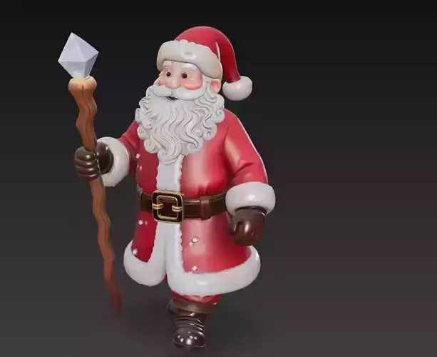 Winter Guardian Santa - Crystal Staff Christmas 3D Model