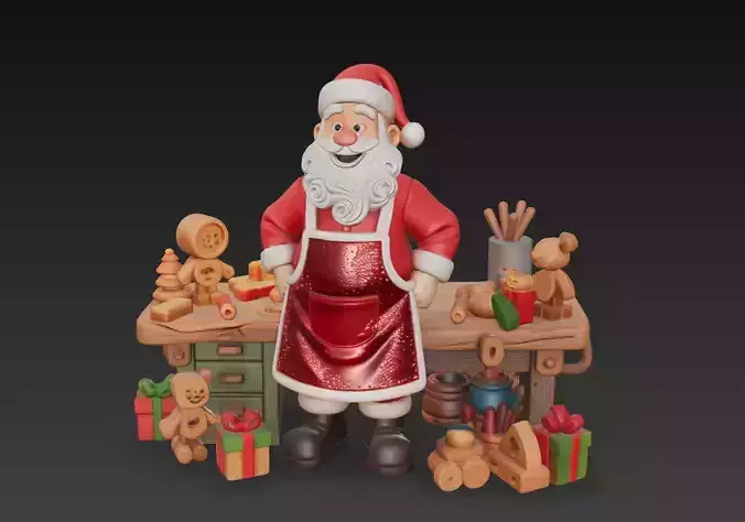 Workshop Santa - Toy Maker Christmas 3D Model