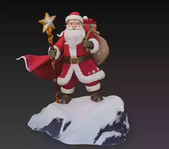 Guiding Star Santa - Heroic Christmas Sculpture 3D Model