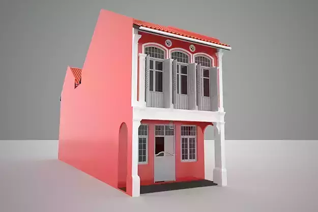 Shophouse Singapore Malaysia style 3D model