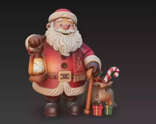 Cozy Lantern Santa -Z Warm Christmas Sculpture 3D Model