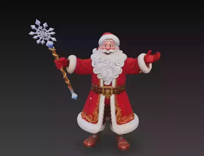 Winter Wizard Santa - Magical Christmas Sculpture 3D Model