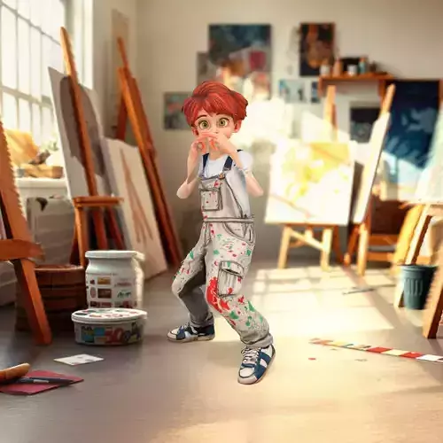 Playful Painted Overalls model pack