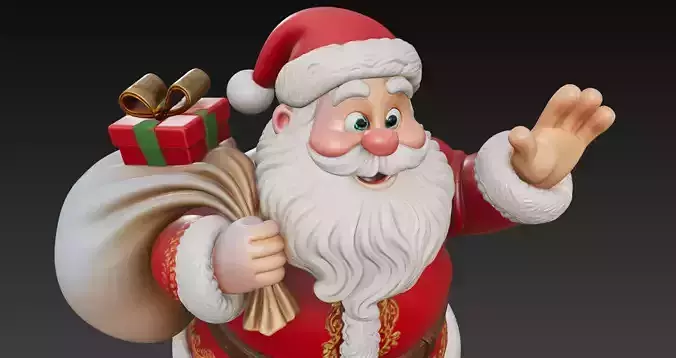 Classic Gift Bearer Santa - Traditional Christmas Sculpture 3D