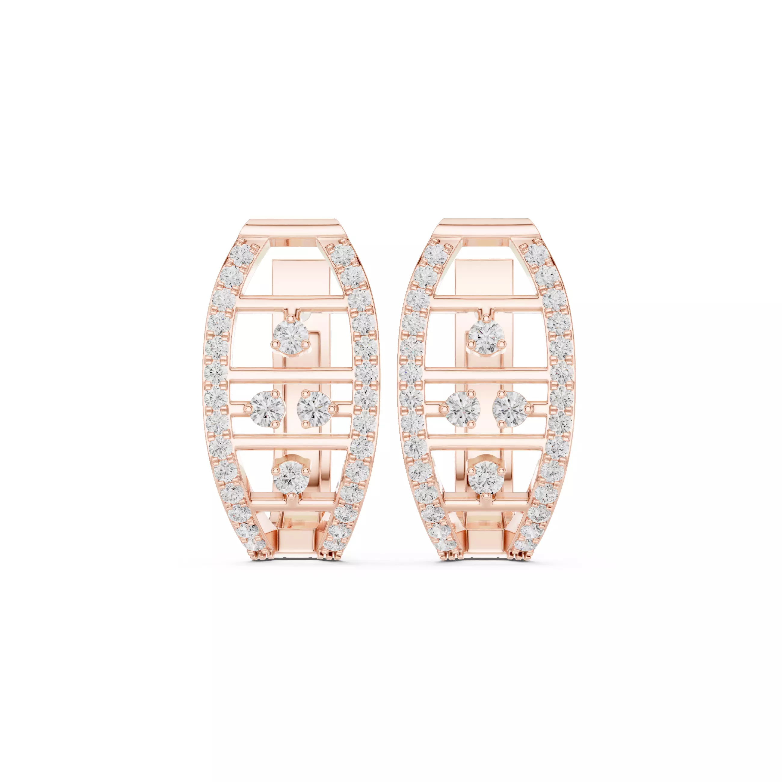 Round Diamond hoop earrings 3D print model