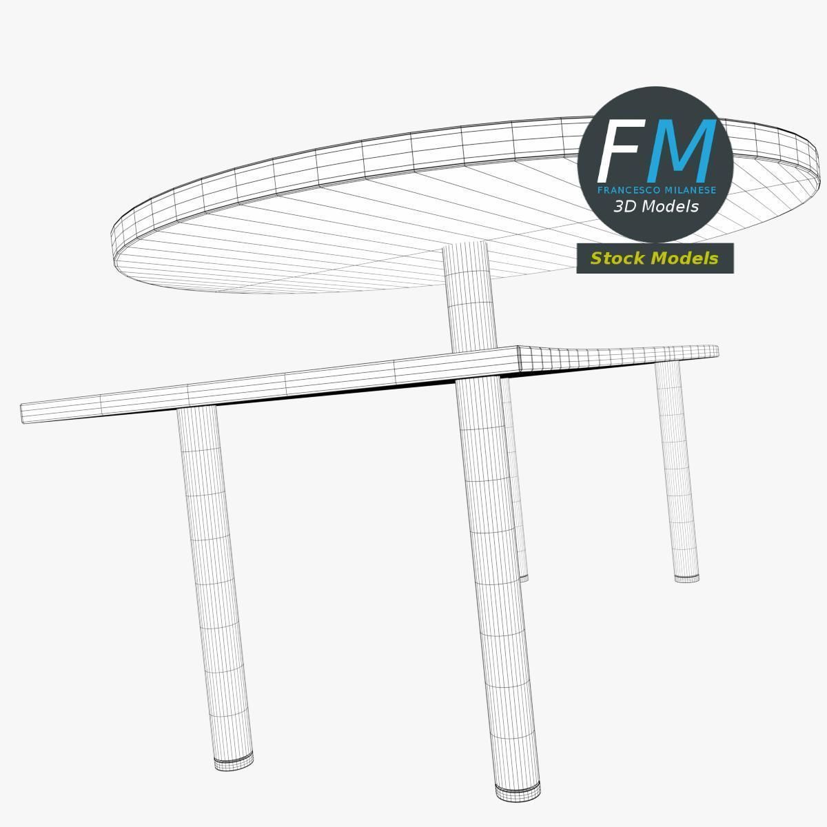 Desk with circular shelf 3D model_8