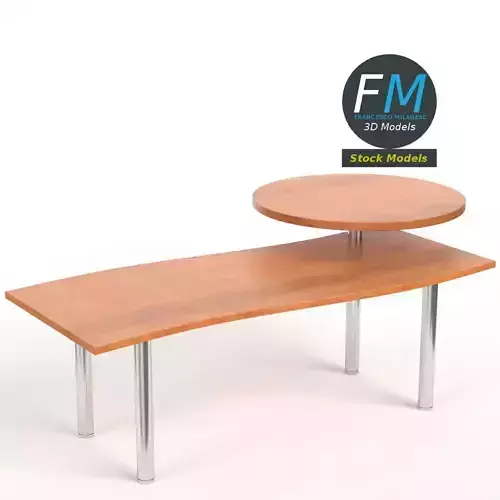 Desk with circular shelf