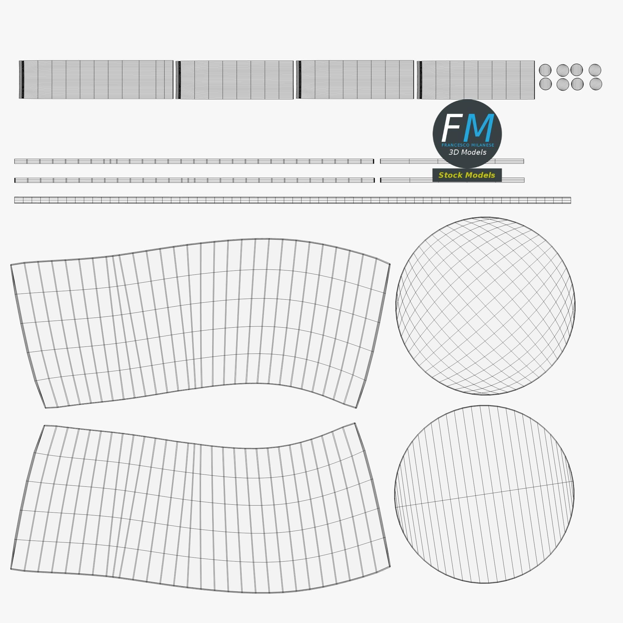 Desk with circular shelf 3D model_11