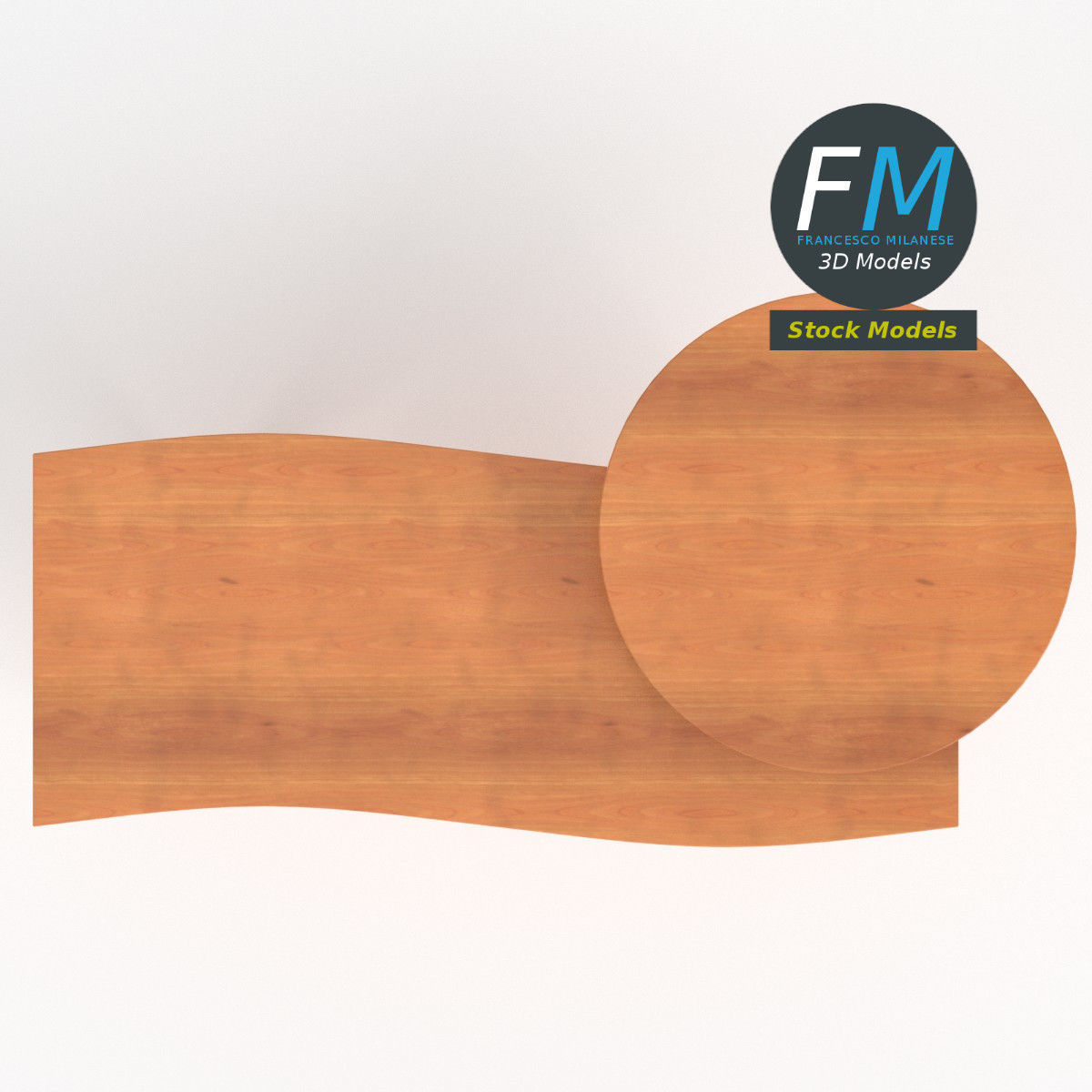 Desk with circular shelf 3D model_6