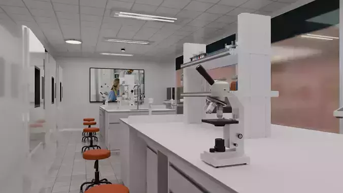 Modern Scientific Laboratory Interior - High-Detail Blender