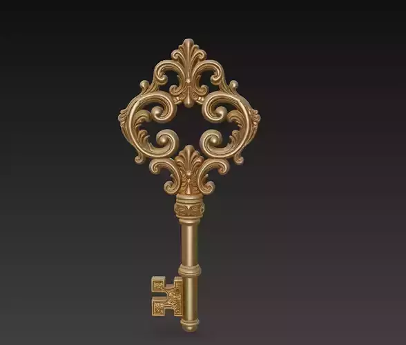 Ornamental Baroque Key - Luxury Decorative 3D Sculpture Model