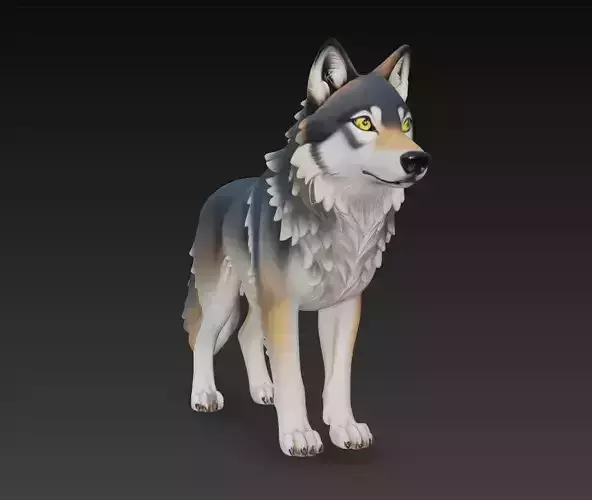 Stylized Wolf - Noble Forest Guardian 3D Sculpture Model