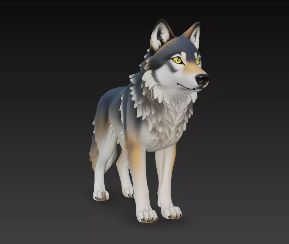 Stylized Wolf - Noble Forest Guardian 3D Sculpture Model 3D print model