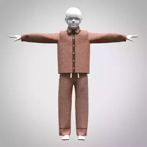 3d model girls pajama set 3d clothing rigged model