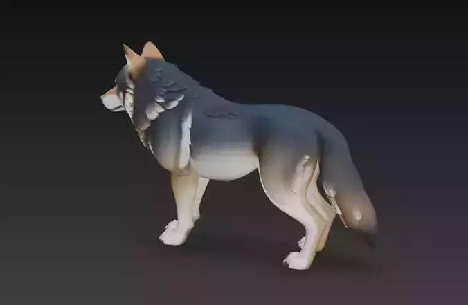 Stylized Wolf - Elegant Wilderness Guardian 3D Sculpture Model