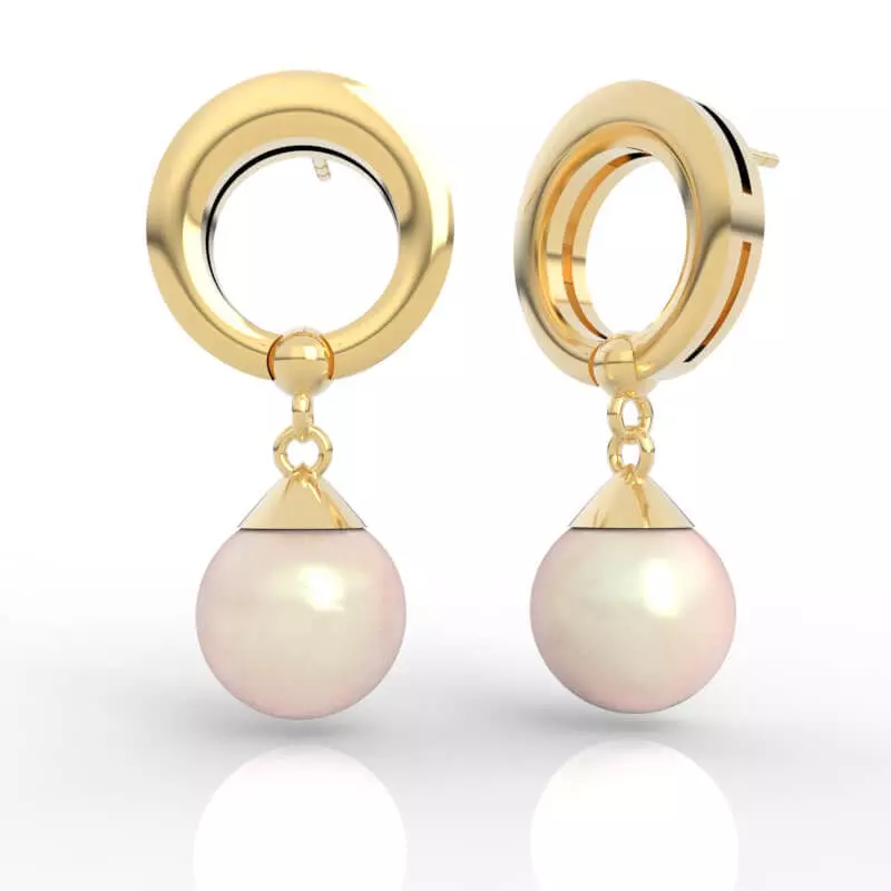 Stunning Circle Pearl Drop Earrings 3D print model