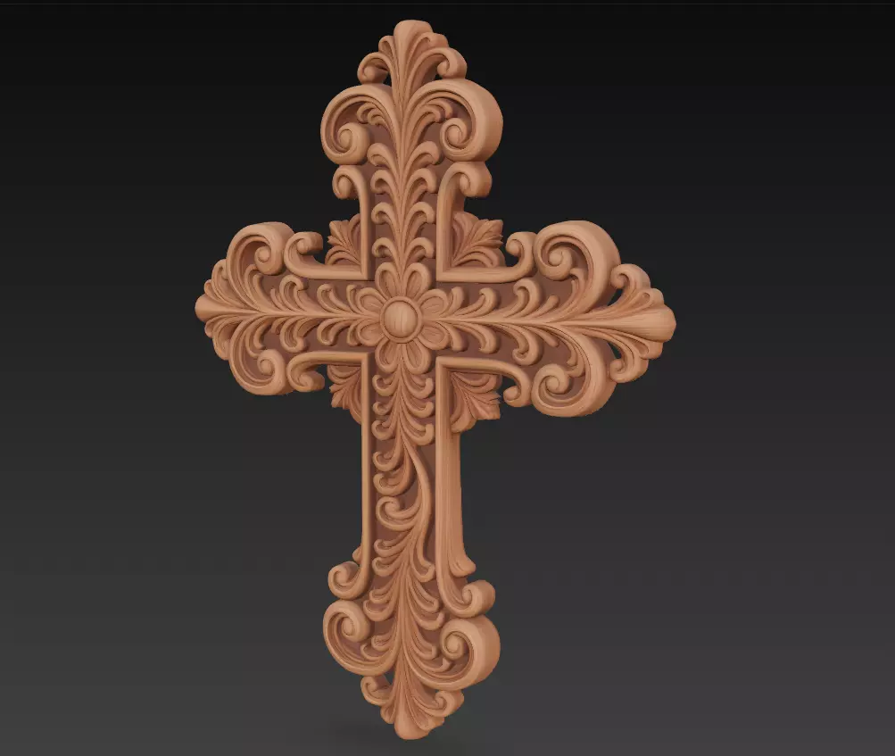 Ornamental Wood Carving - Baroque Floral Decorative 3D Relief 3D print model