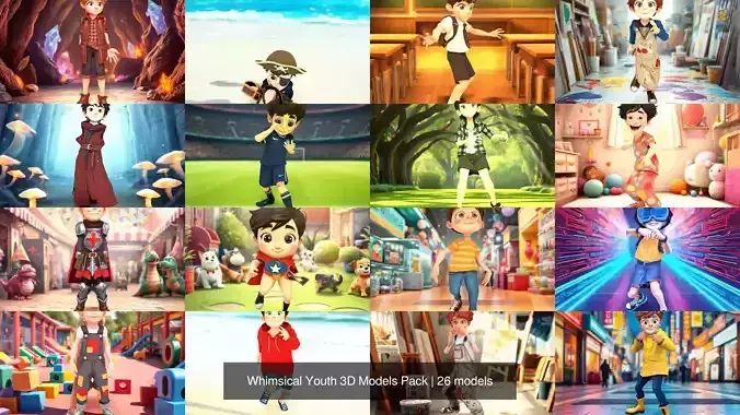 Whimsical Youth 3D Models Pack