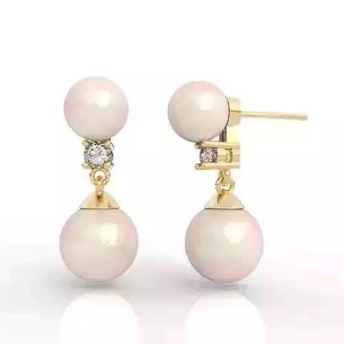 Stunning Double Pearl Diamond Earrings