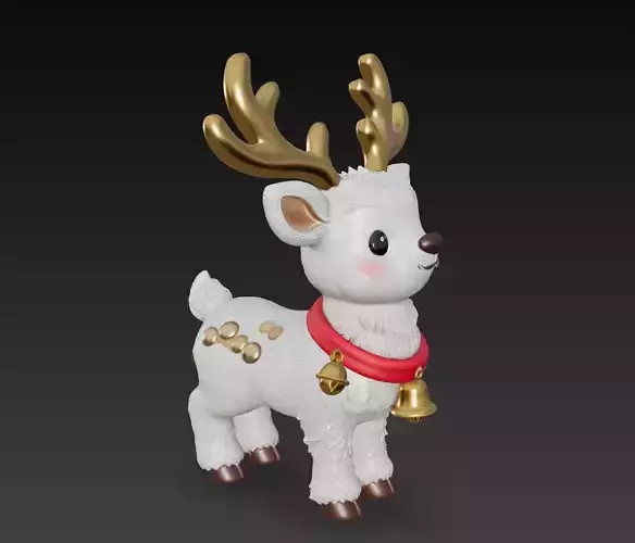 Cute Christmas Reindeer - Stylized Holiday 3D Model