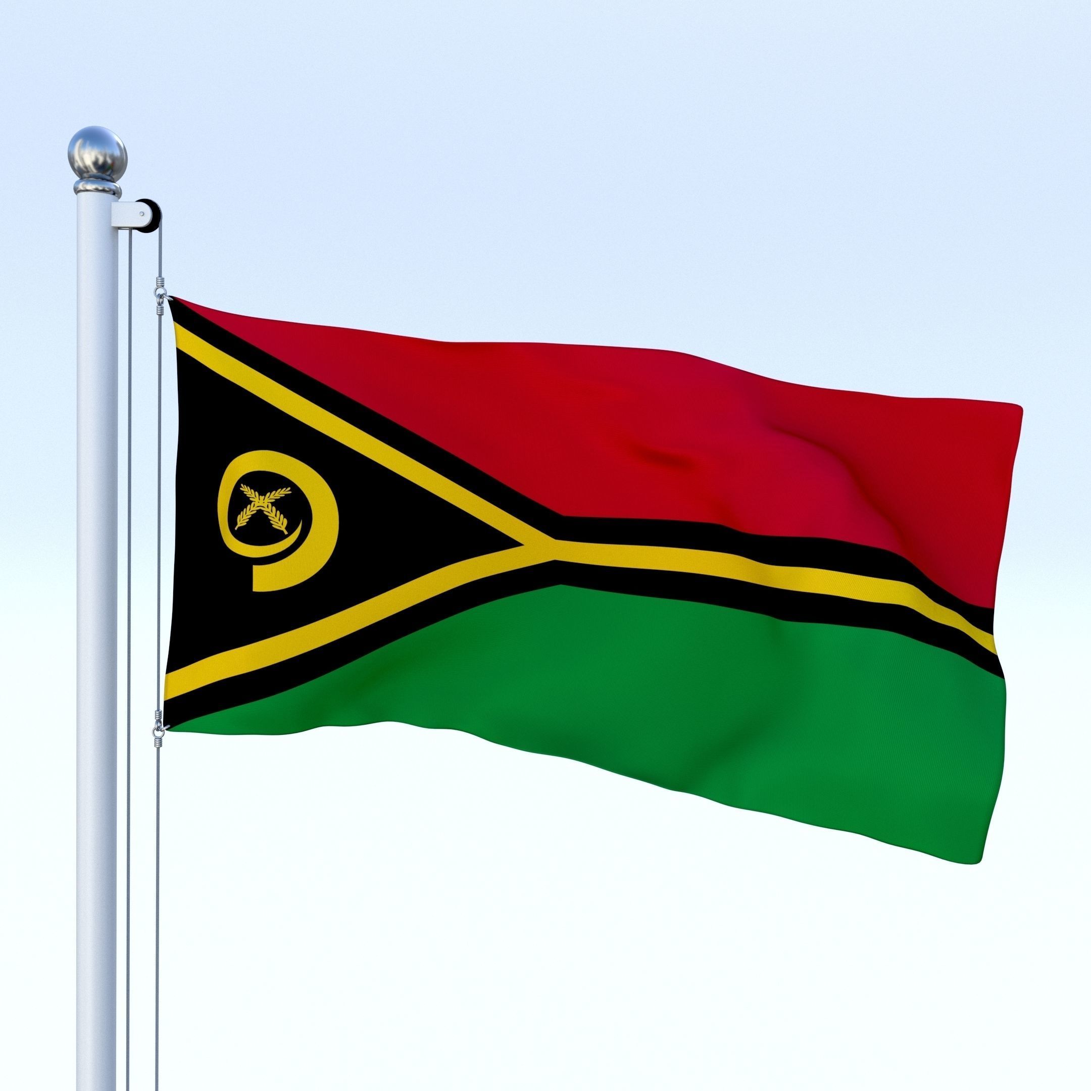 Animated Vanuatu Flag Low-poly 3D model_9