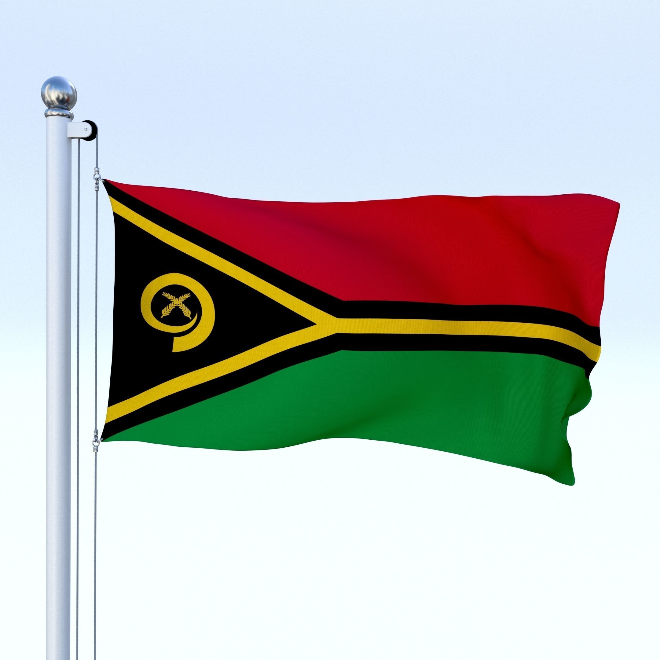 Animated Vanuatu Flag Low-poly 3D model_13