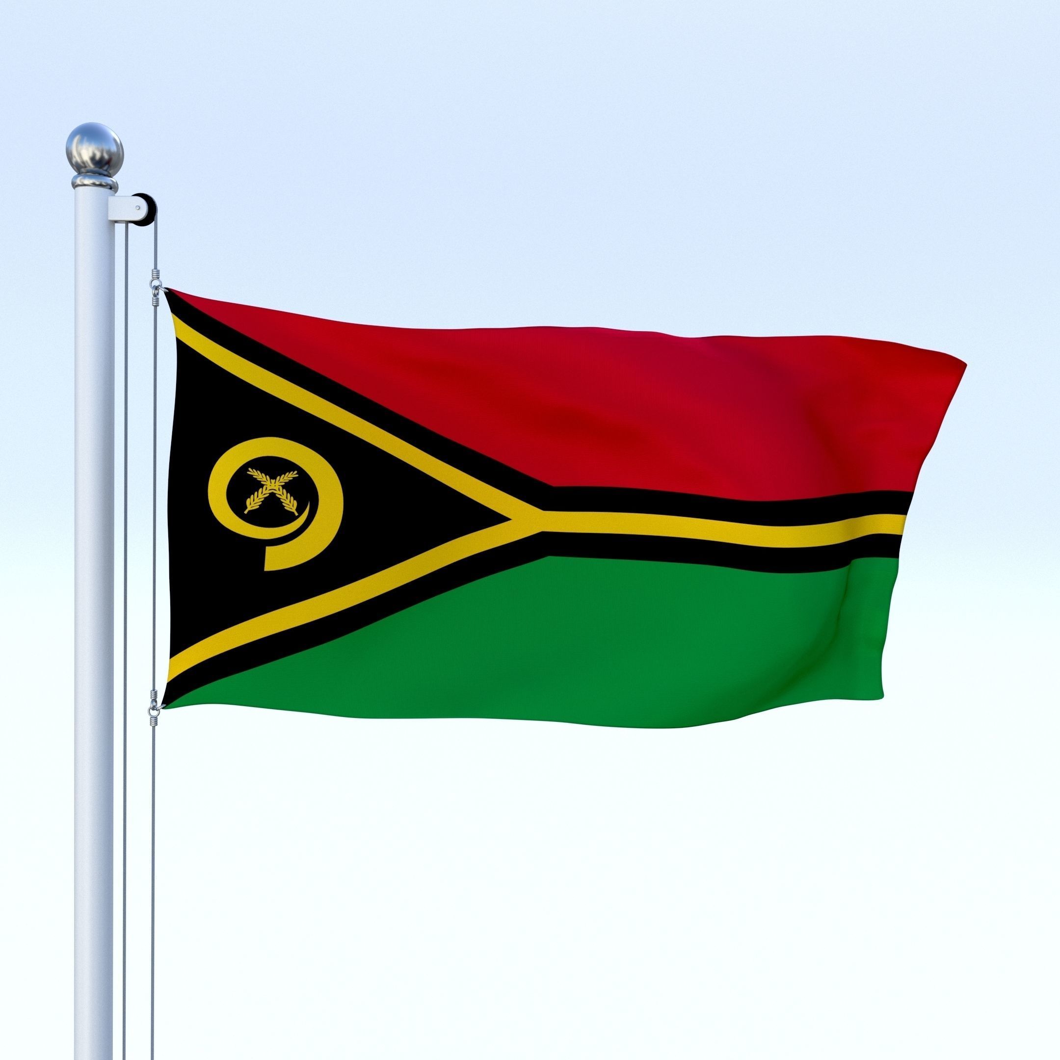 Animated Vanuatu Flag Low-poly 3D model_12