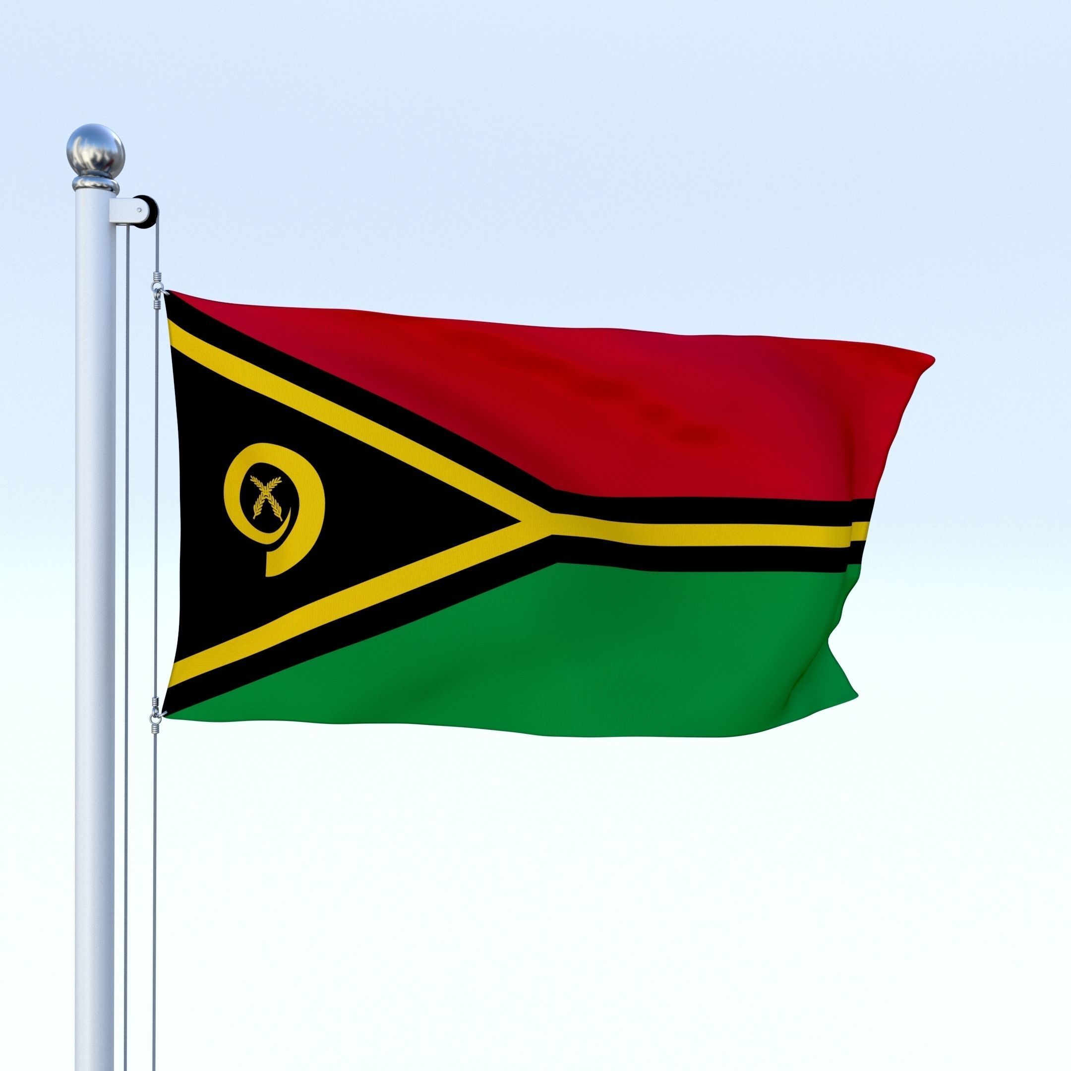 Animated Vanuatu Flag Low-poly 3D model_3