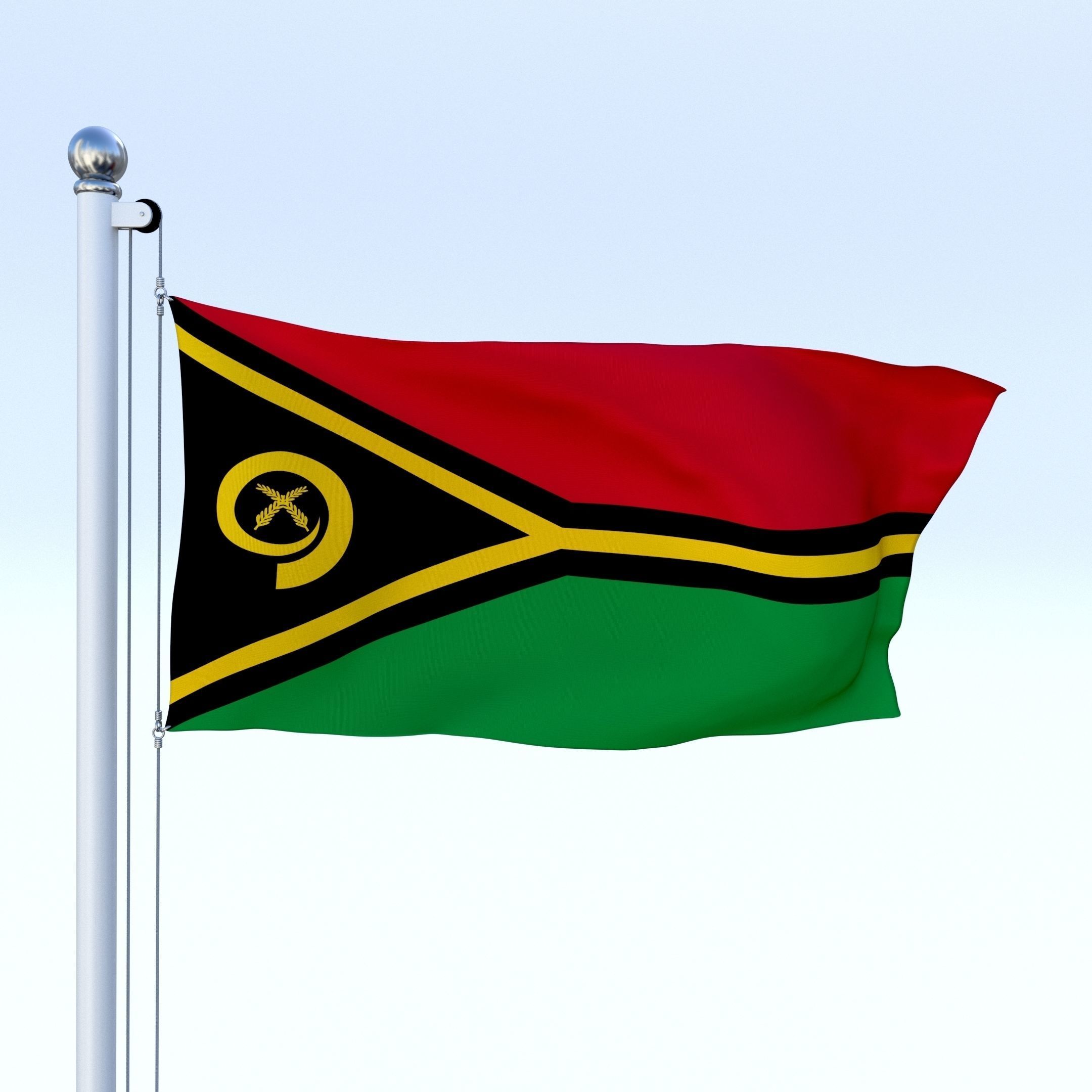 Animated Vanuatu Flag Low-poly 3D model_2