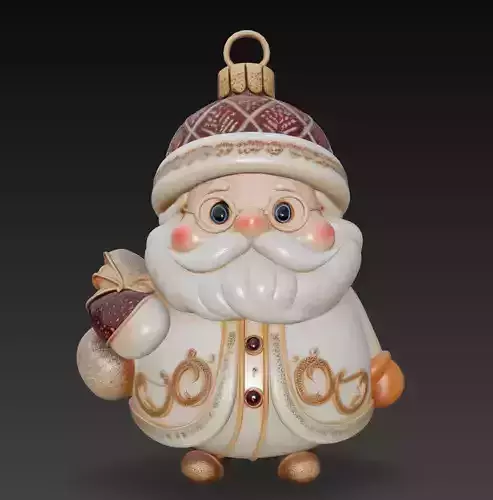 Golden Ornament Santa - Luxury Christmas Sculpture 3D Model