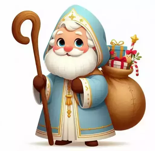 Saint Nicholas - Gentle Blue Christmas Sculpture 3D Model