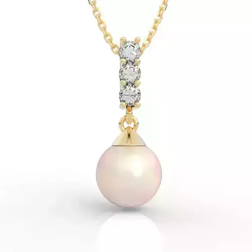 Stunning Diamond Pearl Drop Necklace 