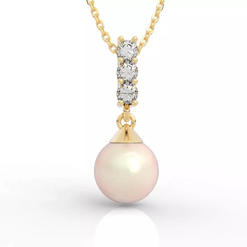 Stunning Diamond Pearl Drop Necklace 3D print model