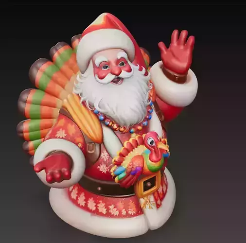 Thanksgiving Santa - Festive Holiday Sculpture 3D Model