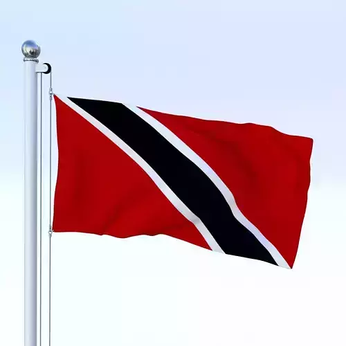 Animated Trinidad and Tobago Flag Low-poly 3D model