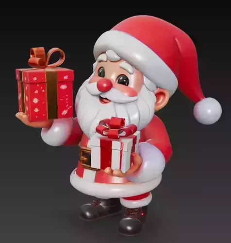 Santa Claus with Gifts - Stylized Christmas 3D Character Model