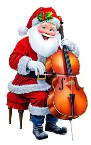 Musical Santa Claus - Stylized Christmas Cello Player 3D Model